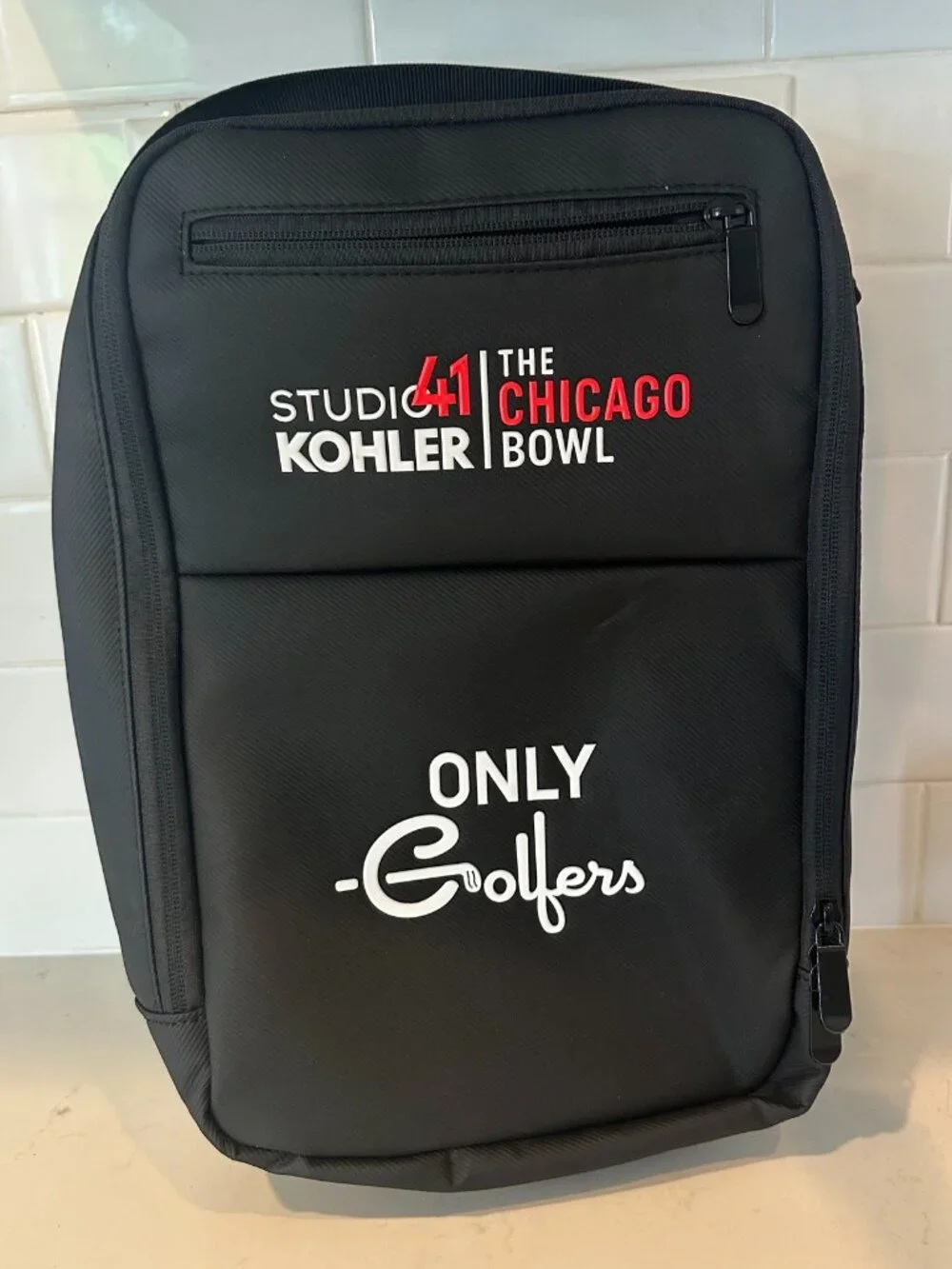 Only Golfers Black Shoe Carrier Travel Bag Zip Up Pocket & Ventilation Holes NEW